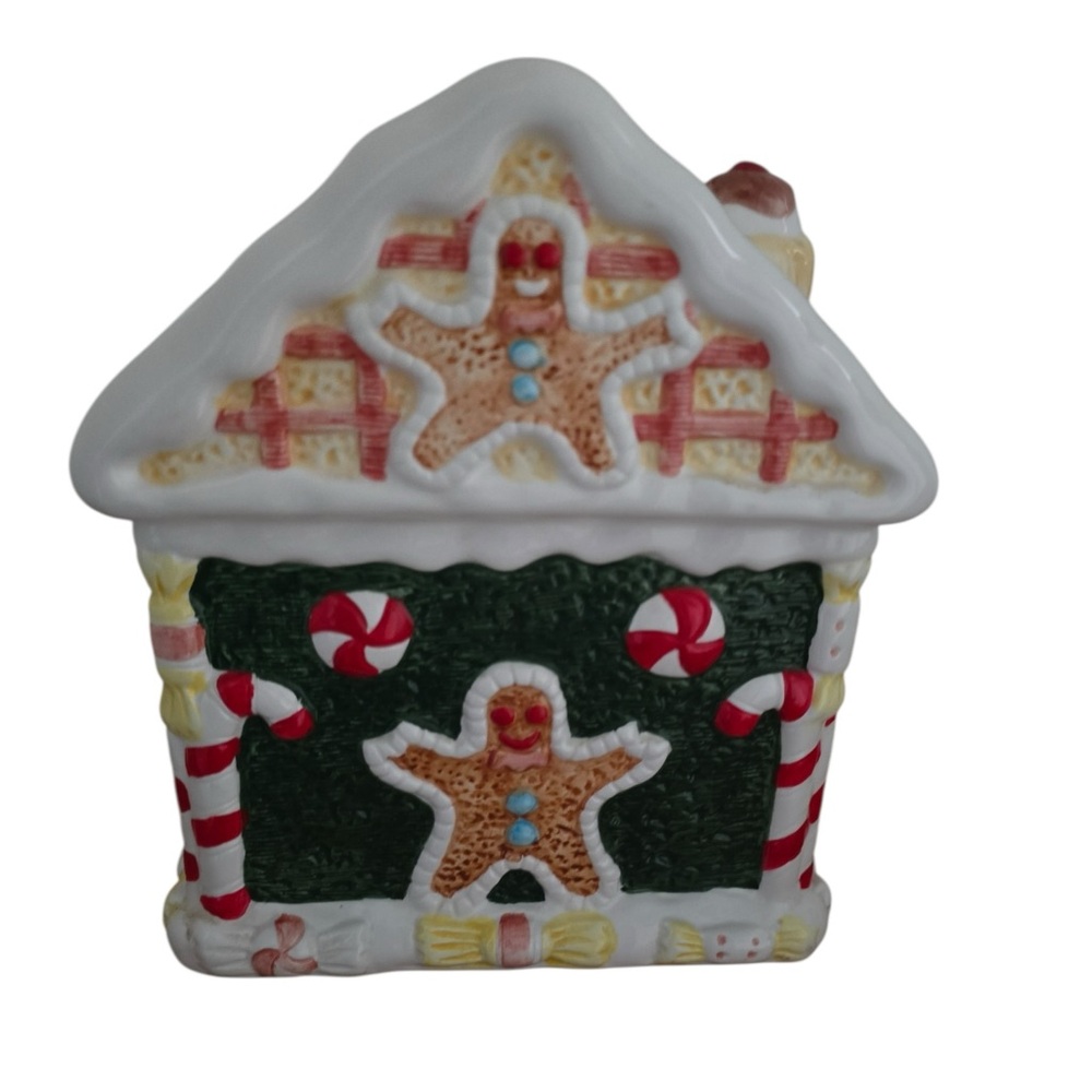 Vintage WORLD BAZAAR INC Ceramic Christmas Gingerbread House Cookie Jar